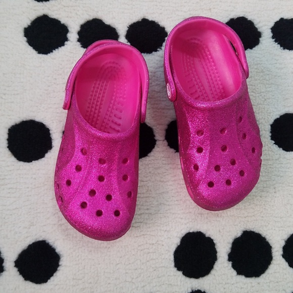 pink glitter crocs women's